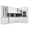 Cozinha Completa de Canto Americana 10 Peças Branco com Cristaleira e Tampo Nature - Móveis Henn - 1