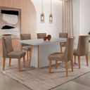 Ver imagem 1 de Mesa de Jantar Diane 180cm Tampo Mdf Vidro com 6 Cadeiras Isadora Moderna Mobília