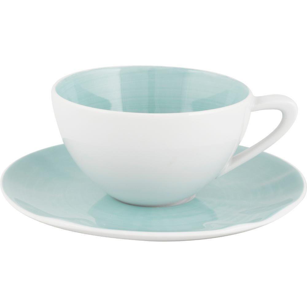 Xícara para Chá com Pires Porcelana Rosa - Spal - 1