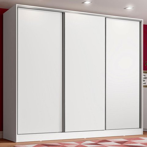 Guarda Roupa Juvenil 100% Mdf Madesa Kevin 3 Portas de Correr - Branco