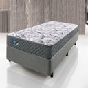 Ver imagem 2 de Cama Box Solteiro King 96x203 + Colchão Adapto Ecoflex Molas Ensacadas Courino Linho