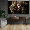 Ver imagem 1 de Quadro Decorativo Leão de Judá Jesus Cristo Sala Quarto Casa Escritório