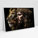 Ver imagem 2 de Quadro Decorativo Leão de Judá Jesus Cristo Sala Quarto Casa Escritório