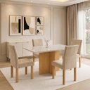 Ver imagem 1 de Conjunto de Mesa de Jantar 4 Lugares Retangular 120x80cm Vidro e MDF Cinamomo