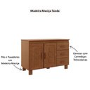 Ver imagem 4 de Balcão com Tampo 120cm Madeira Maciça 1241c Cobre 2 Portas com Aplique e 3 Gavetas Castanho Finestra