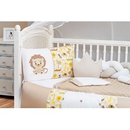 Kit Berço Leão Completo 11 Peças Bege e Branco Unisex Saia - 2