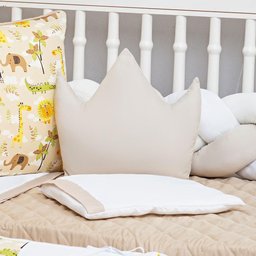 Kit Berço Leão Completo 11 Peças Bege e Branco Unisex Saia - 4