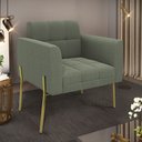 Ver imagem 2 de Poltrona Sala de Estar Pé de Ferro Dourado Elisa Bouclê Menta D03 - D'Rossi