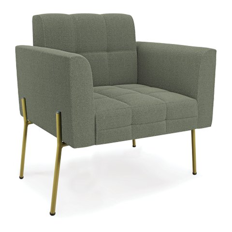 Poltrona Sala de Estar Pé de Ferro Dourado Elisa Bouclê Menta D03 - D'Rossi