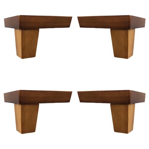 Pé de Madeira Cantoneira Universal P/ Móveis Kit 4 Unidades