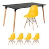 KIT - Mesa de jantar retangular Eames 80 x 140 cm preto + 4 cadeiras Eiffel DSW Amarelo - 1