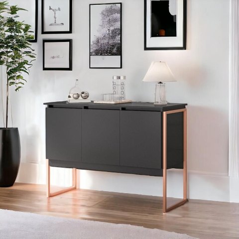 Buffet 3 Portas Estilo Industrial Amsterdã - Preto Cobre