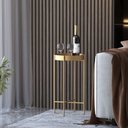 Ver imagem 1 de Mesinha Redonda Lateral Bandeja Apoio Sala Aço Dourada Collie