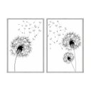 Ver imagem 1 de Kit 02 Quadros Decorativos - Dente de Leao Minimalista Pb Flnt053 - Vidro com Impressão Uv - 60x80cm