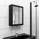 Ver imagem 7 de Armário Banheiro Espelheira Sobrepor Preto Com Perfil de Alumínio 35x11,3x45cm 01 Porta Astra