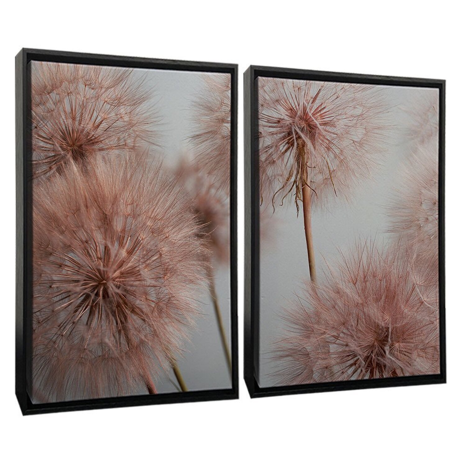Quadro Decorativo 2 Telas Dente de Leão Rosa Diversos Tamanhos - 2