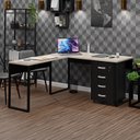 Ver imagem 1 de Conjunto de Escritório Escrivaninha em L e Gaveteiro Volante Netmobil - Dubai