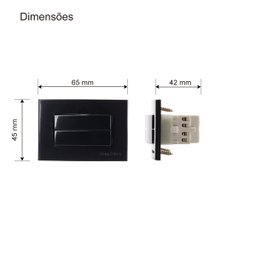 Interruptor Duplo Paralelo Preto P/ Moveis Sleek Margirius Cor:preta - 6