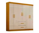 Ver imagem 2 de Guarda Roupa Solteiro 6 Portas 2 Gavetas 148cm Cali Cinamomo/Off White - CHF Móveis