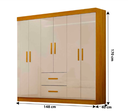 Ver imagem 6 de Guarda Roupa Solteiro 6 Portas 2 Gavetas 148cm Cali Cinamomo/Off White - CHF Móveis