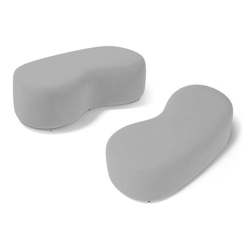Kit 02 Puffs Decorativos Living Aisha Orgânico 02 Lugares Veludo Cinza Claro - Desk Design