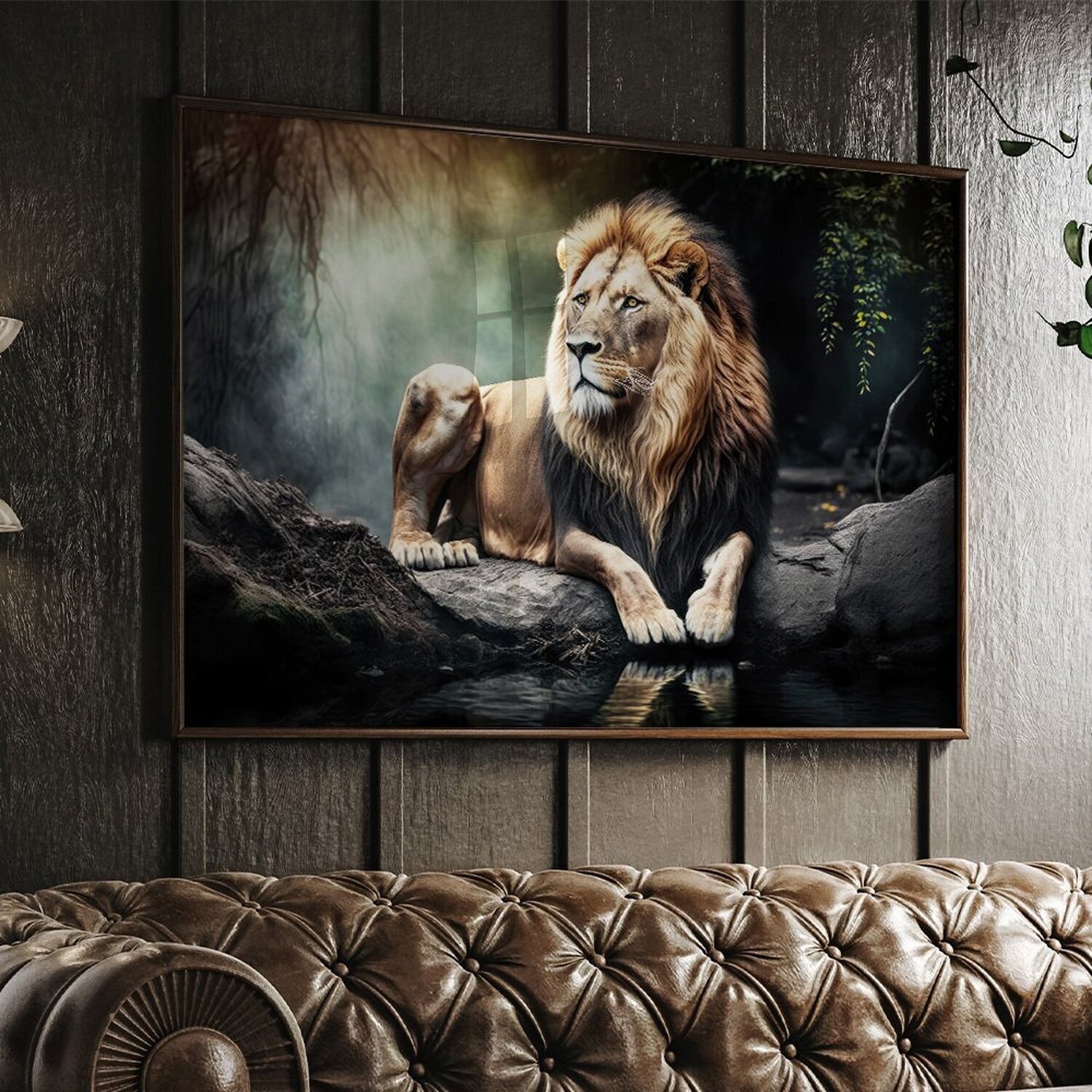 Quadro Decorativo 1 Tela Animais Leão Sereno na Natureza Diversos Tamanhos - 1