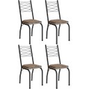 Ver imagem 1 de Kit 4 Cadeiras Aço Carbono Tubular Metálica Acabamento D-25 Luana Preto/rattan