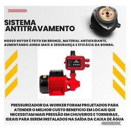 Pressurizador de Agua Automatico 1/2cv (0,5hp) (350w) Worker 220v - 4