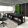 Mesa de Escritório Plataforma 4 Pessoas 2,70m Pre Pés Metal Cor:preto - 2