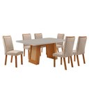 Ver imagem 1 de Mesa de Jantar Carolina 180cm Tampo MDF e Vidro Canto Copo com 6 Cadeiras Lira