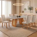 Ver imagem 2 de Mesa de Jantar Carolina 180cm Tampo MDF e Vidro Canto Copo com 6 Cadeiras Lira