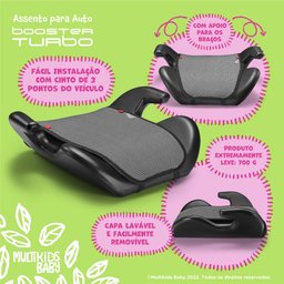 Assento para Auto Booster Turbo Meia Capa 15-36kgs Cinza Multikids Baby - BB381 BB381 - 6