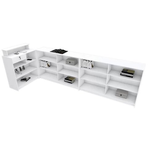 SUPER BALCÃO CAIXA EM L COM FUNDO FECHADO M317.B MUNDI MOVEIS
