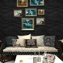 Ver imagem 3 de KIT 32 Placas 3D PVC Preto Decoração Revestimento PREMIUM de Parede e Teto (8m²) - WAVY