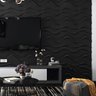KIT 32 Placas 3D PVC Preto Decoração Revestimento PREMIUM de Parede e Teto (8m²) - WAVY - 6