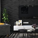 Ver imagem 1 de KIT 32 Placas 3D PVC Preto Decoração Revestimento PREMIUM de Parede e Teto (8m²) - WAVY