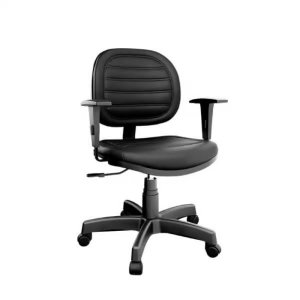Cadeira de Escritório Giratória Executiva com Costura e Braços Reguláveis