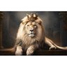 Quadro Decorativo 1 Tela Animais Leão Rei em Trono Diversos Tamanhos - 2