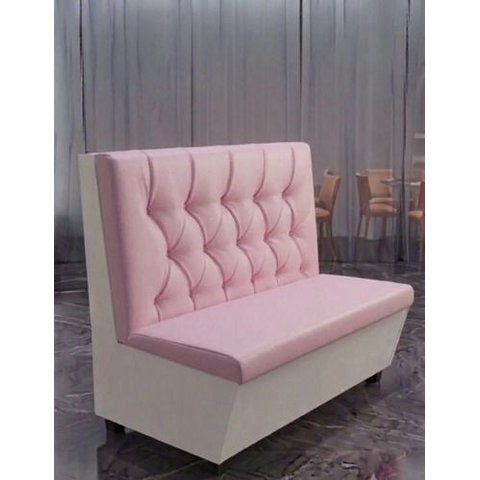 Poltrona Sofá Booth Restaurante Prime Rosa e Branco 1.10m