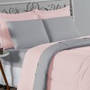 Ver imagem 3 de Kit Edredom Dupla Face + Jogo de Lençol Casal Nobre 6 Peças Malha 100% Algodão - Rosa / Cinza