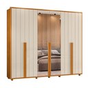 Ver imagem 1 de Guarda-Roupa Casal 6 Portas 6 Gavetas com 2 Espelhos Volpi 278cm MDF Cinamomo/Off White Quarto