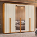 Ver imagem 3 de Guarda-Roupa Casal 6 Portas 6 Gavetas com 2 Espelhos Volpi 278cm MDF Cinamomo/Off White Quarto