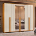 Ver imagem 3 de Guarda Roupa Casal Grande 6 Portas 2 Espelhos 100% Mdf Volpi 278cm Madetec:cinamomo / Off White