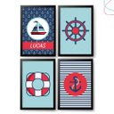 Ver imagem 1 de 4 Quadros Decorativo Infantil Marinheiro Náutico Moldura:preta