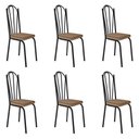 Ver imagem 1 de Kit 6 Cadeiras de Cozinha Alabama Estampado Rattan Bege Pés de Ferro Preto - Pallazio