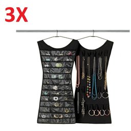 KIT 3 CABIDE ORGANIZADOR DE BIJUTERIAS PORTA JOIAS DE GUARDA ROUPA 2 EM 1 PARA COLARES - 1