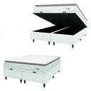 Ver imagem 3 de Cama Box Colchão Baú Casal King Molas Ensacadas City Pillow Top 193x203x64cm Linho Branco / Bege