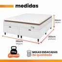 Ver imagem 3 de Cama Box Colchão Baú Casal King Molas Ensacadas City Pillow Top 193x203x64cm Branco / Bege