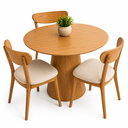Ver imagem 1 de Mesa de Jantar Redonda 80cm em MDF Freijó - Base Cone