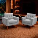 Ver imagem 1 de Kit 2 Poltronas Sala de Estar Bia Pés Palito Suede Cinza M3 - Monari Design